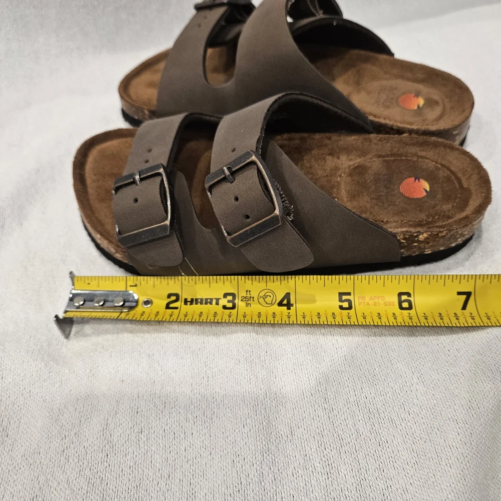 Maui Island kids's Brown Slide Sandals Double Buckle Strap Size 13 New
